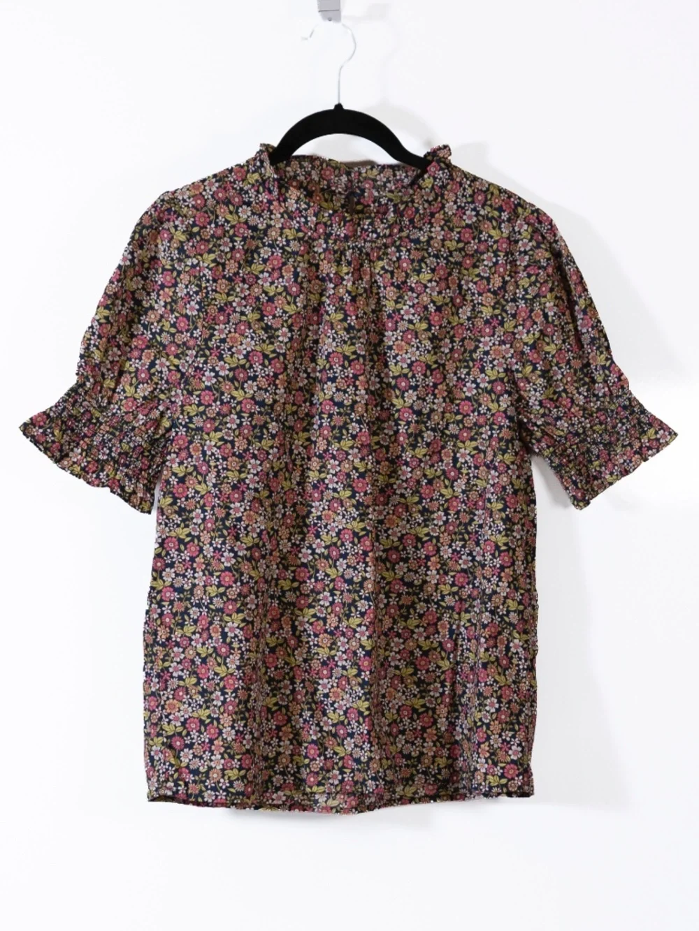 NEW J. Crew Smocked Puff Sleeve Cotton Poplin Blouse Top In Meadow Floral XS